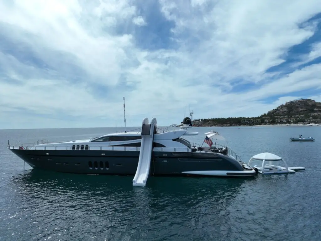 Yacht with waterslide and toys
